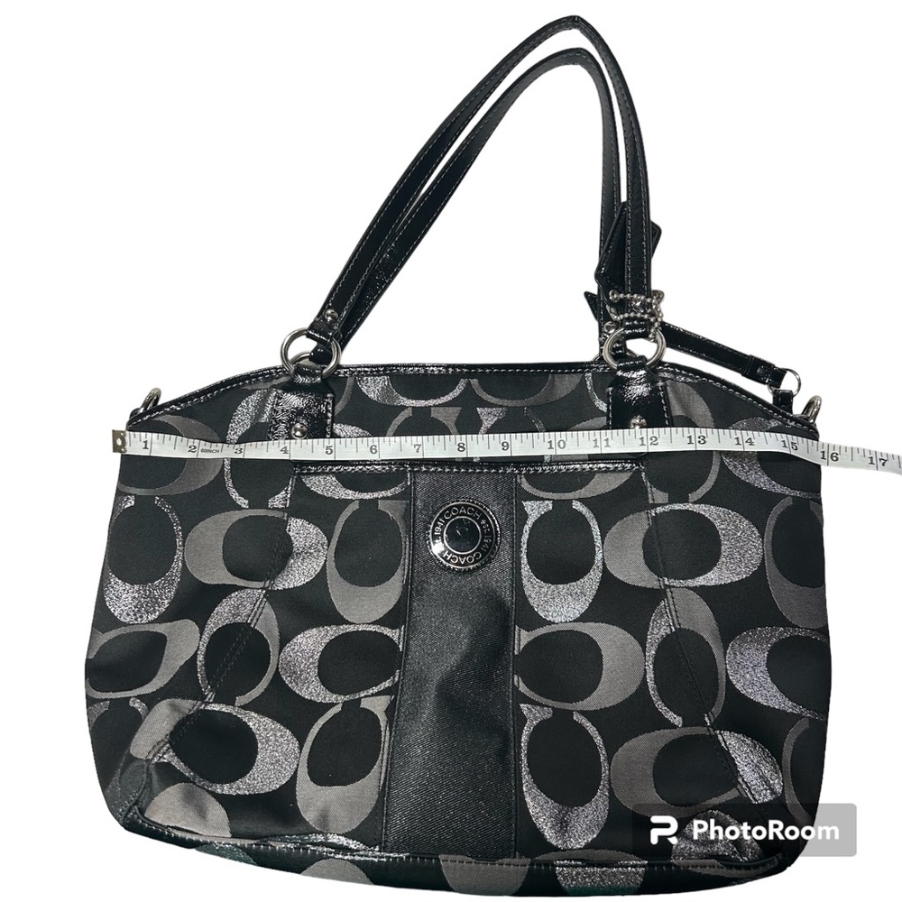 Coach black silver Logo Jacquard